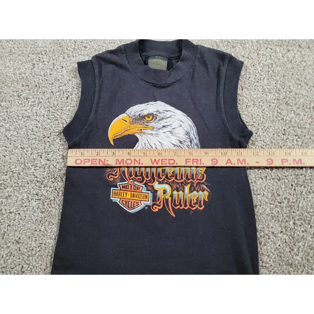 AMAZING 80s Harley Davidson Tank Top Shirt Kids Size 6-8 Biker 3D Emblem Trucker